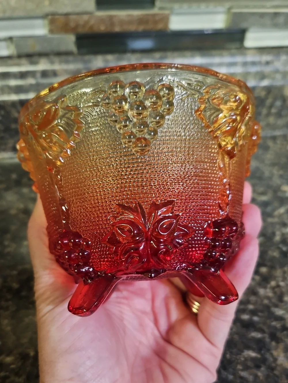 Vintage Jeanette Glass Amberina Candy Dish - Picture 5 of 7